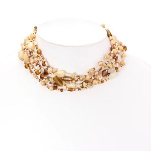 BROWN GLASS BEADED NECKLACE
